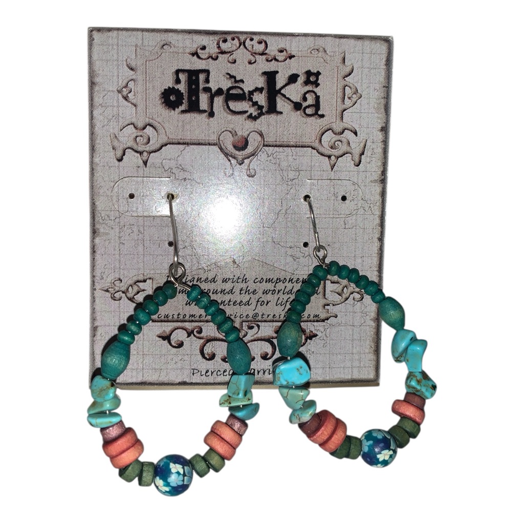 Treska Multicolor Beaded Hoop Earrings 7$